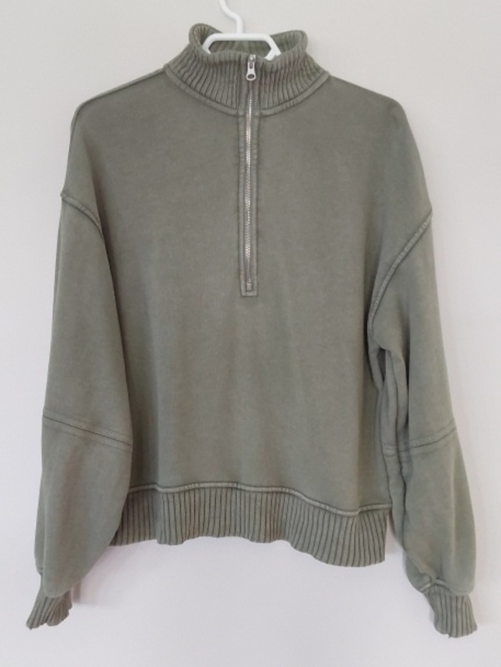 aerie Olive Green Half-Zip Mock Neck Sweatshirt Women's Oversized XS